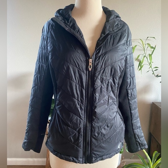 Spyder thermaweb quilted puffer hooded jacket black size small - Picture 1 of 10